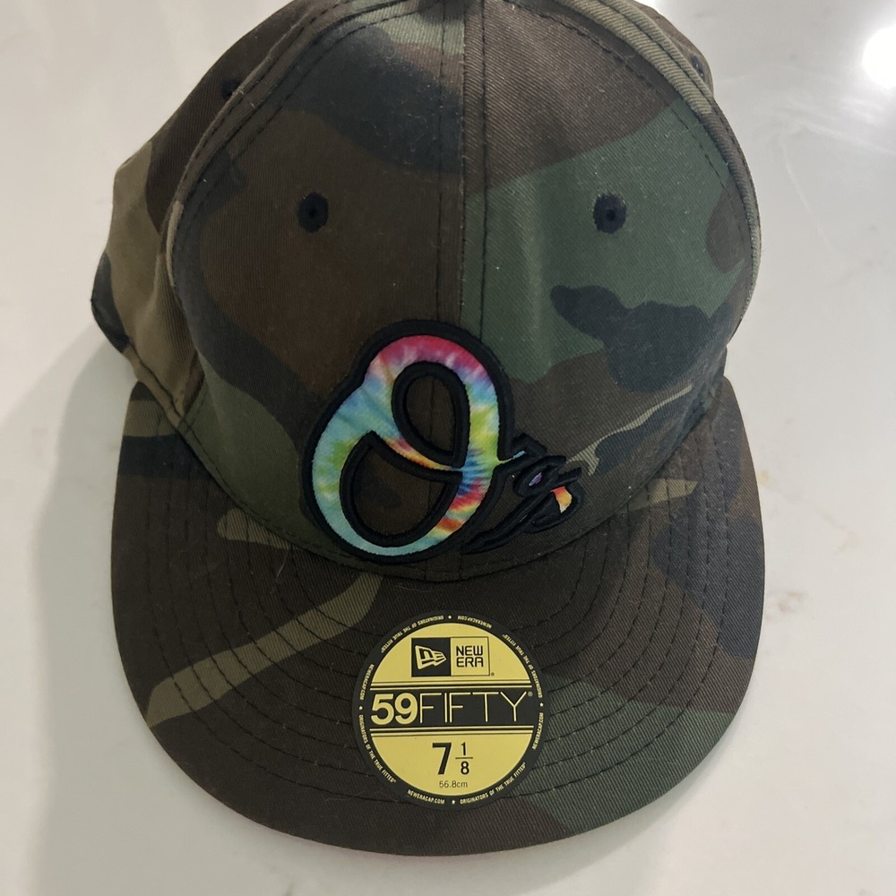 New Era 59 Fifty Baltimore Orioles Baseball Hat Cap Camo & Tie Dye, Sz 7‎ 1/8